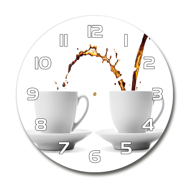 Wanduhr glas rund Kaffee eingeschenkt