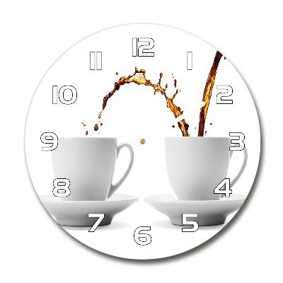 Wanduhr glas rund Kaffee eingeschenkt