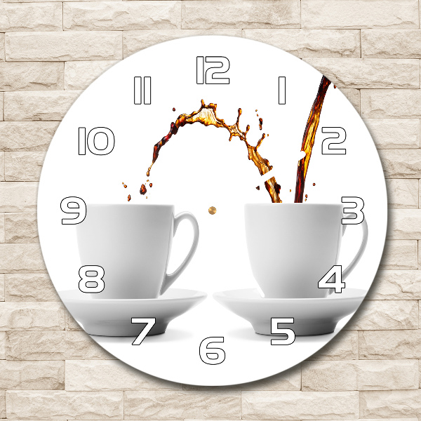 Wanduhr glas rund Kaffee eingeschenkt
