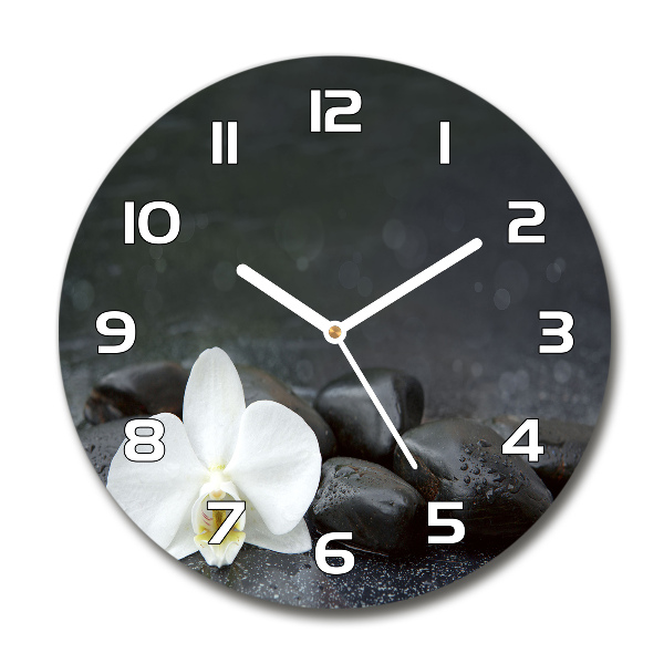 Wanduhr rund Orchidee