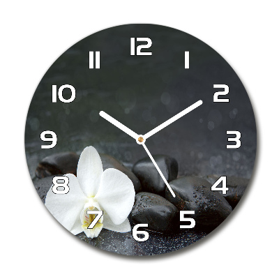 Wanduhr rund Orchidee