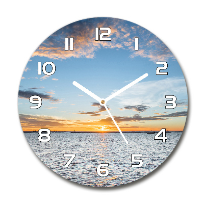 Wanduhr glas rund Dämmerung am Meer
