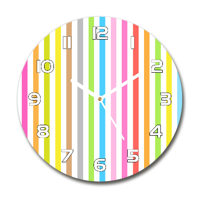 Wanduhr glas rund Bunte Streifen
