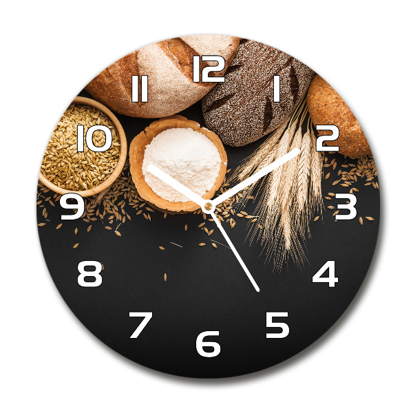 Wanduhr rund Brot und Weizen