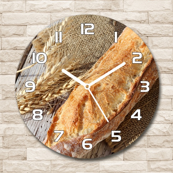 Wanduhr glas rund Frisches Baguette