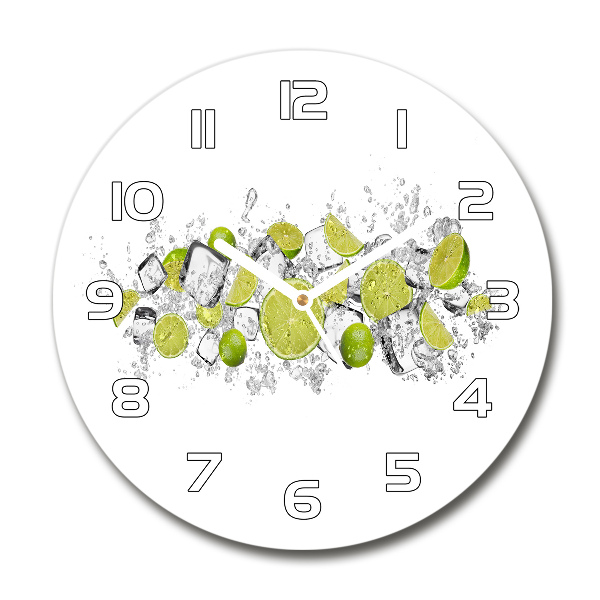 Wanduhr rund Limetten-Eiswürfel
