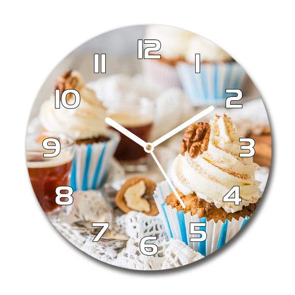 Wanduhr glas rund Cupcakes