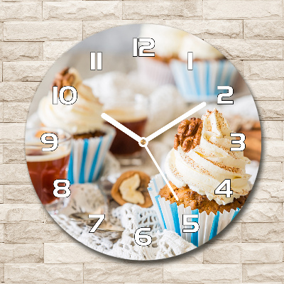 Wanduhr glas rund Cupcakes