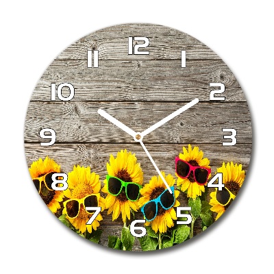 Wanduhr rund Sonnenblumen