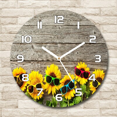 Wanduhr rund Sonnenblumen