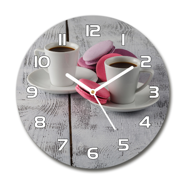 Wanduhr rund Kaffee und Kekse