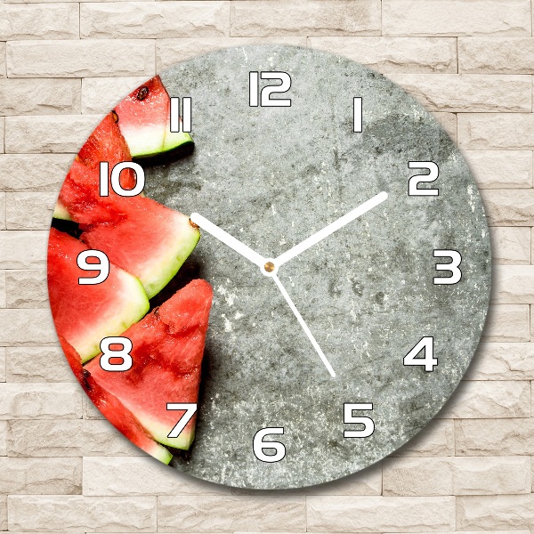 Wanduhr glas rund Geschnittene Wassermelone