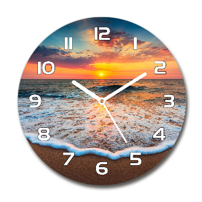 Wanduhr rund Sonnenuntergang über dem Meer