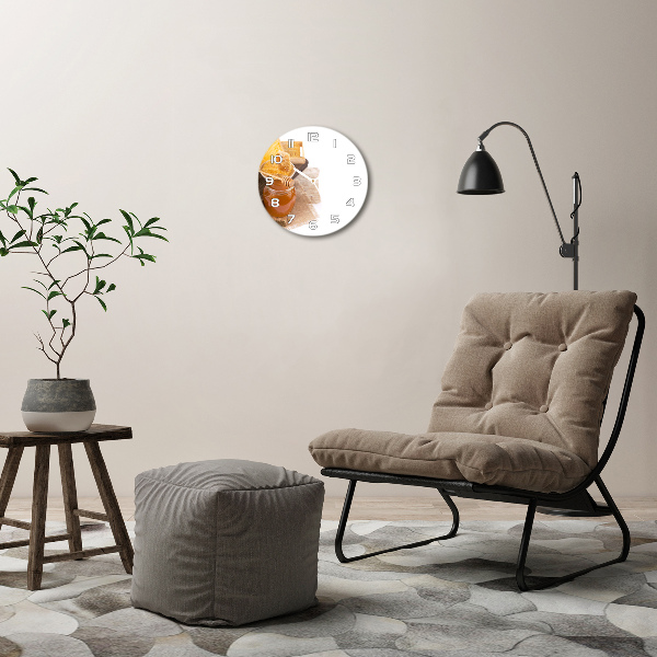 Wanduhr glas rund Honig