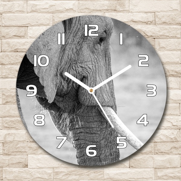 Wanduhr glas rund Elefant