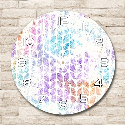 Wanduhr rund Bunte Blätter