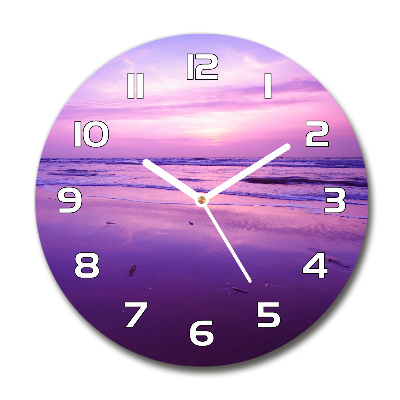 Wanduhr rund Sonnenuntergang, Sonne, Meer