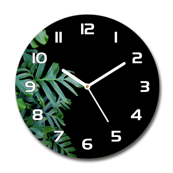 Wanduhr glas rund Monstera