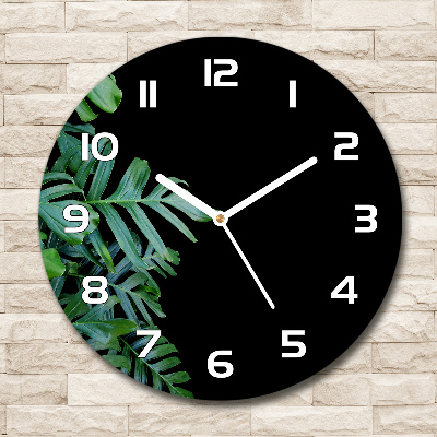 Wanduhr glas rund Monstera