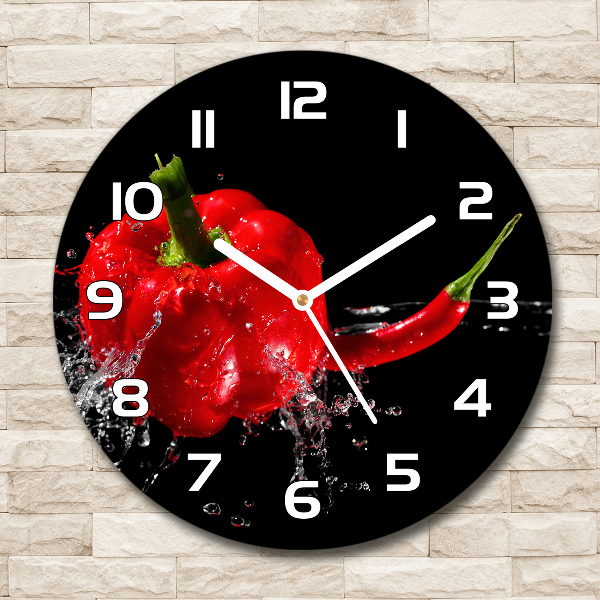 Wanduhr rund Rote Paprika
