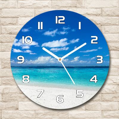 Wanduhr glas rund Tropischer Strand