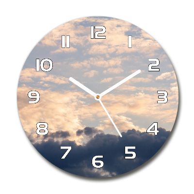 Wanduhr glas rund Wolken am Himmel