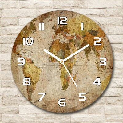 Wanduhr glas rund Politische Karte
