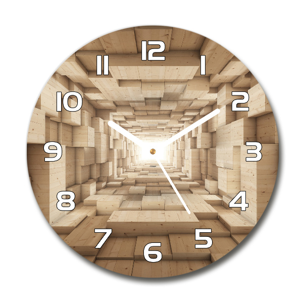 Wanduhr glas rund Holztunnel