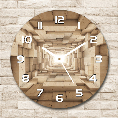 Wanduhr glas rund Holztunnel