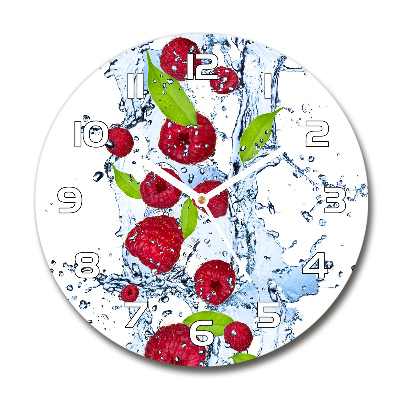 Wanduhr rund Himbeeren und Wasser