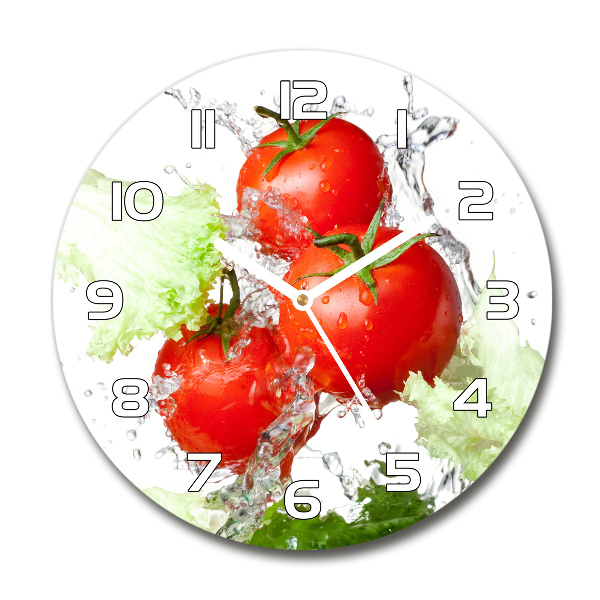 Wanduhr glas rund Tomaten und Salat