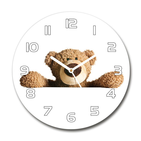 Wanduhr glas rund Teddybär
