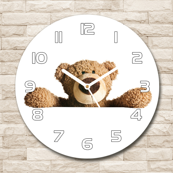 Wanduhr glas rund Teddybär