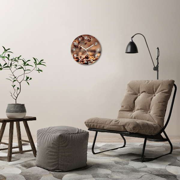 Wanduhr rund Kaffeebohnen