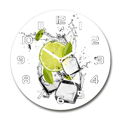 Wanduhr glas rund Limette mit Eis
