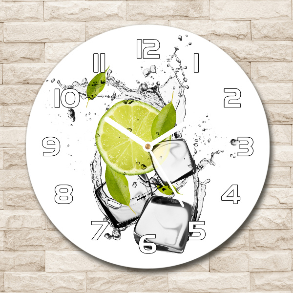 Wanduhr glas rund Limette mit Eis