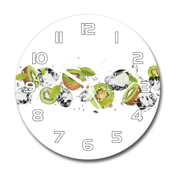 Wanduhr glas rund Kiwi und Wasser