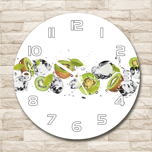 Wanduhr glas rund Kiwi und Wasser