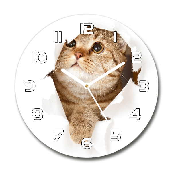 Wanduhr rund Katze