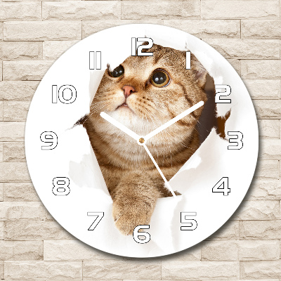 Wanduhr rund Katze