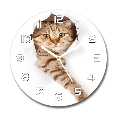 Wanduhr glas rund Katze