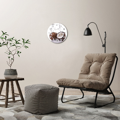 Wanduhr glas rund Kokosnuss und Wasser