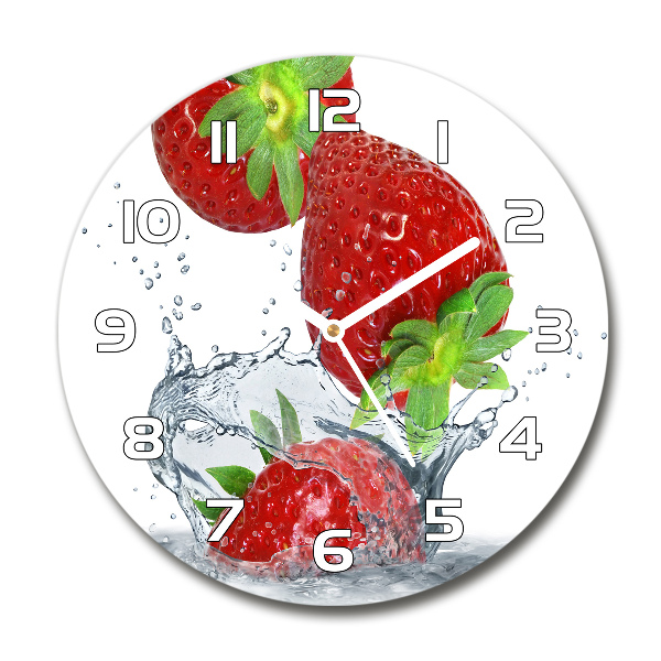 Wanduhr rund Erdbeeren und Wasser