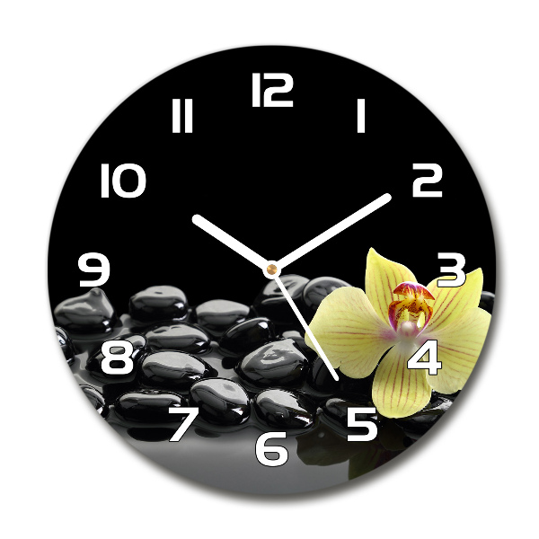 Wanduhr rund Orchidee