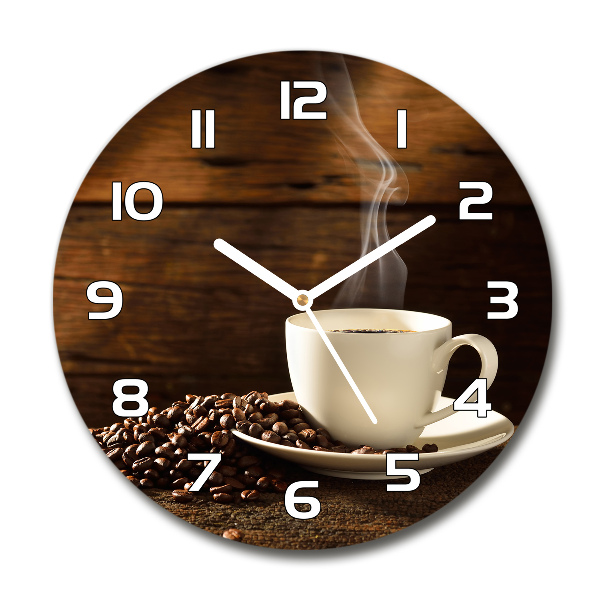 Wanduhr glas rund Eine Tasse Kaffee