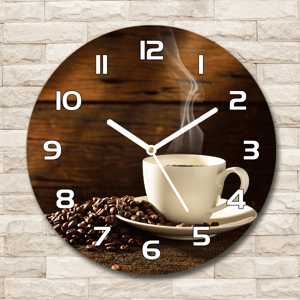 Wanduhr glas rund Eine Tasse Kaffee