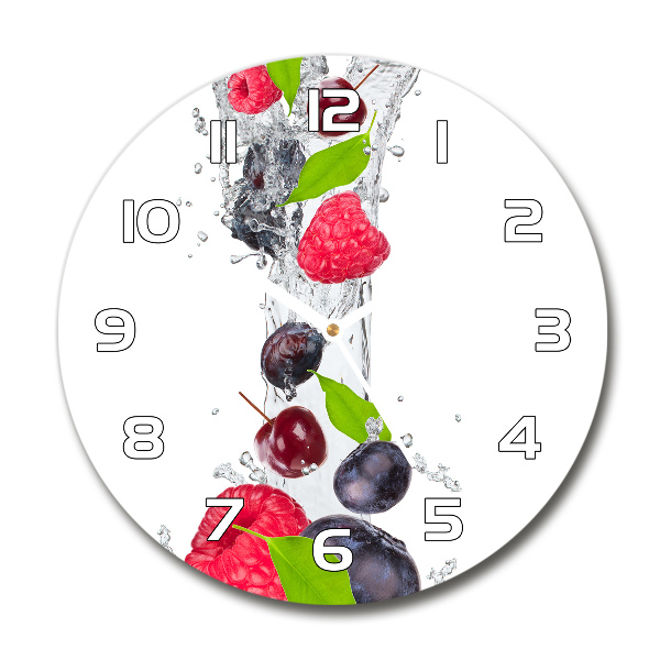 Wanduhr glas rund Obst und Wasser