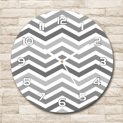 Wanduhr glas rund Graue Zickzacklinien