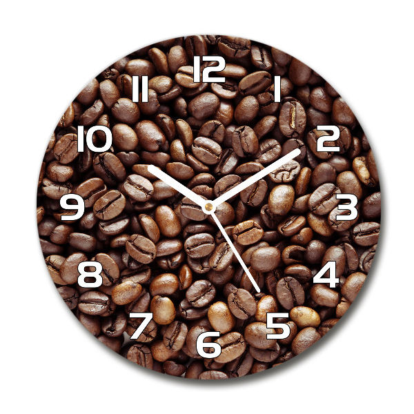 Wanduhr glas rund Kaffeebohnen