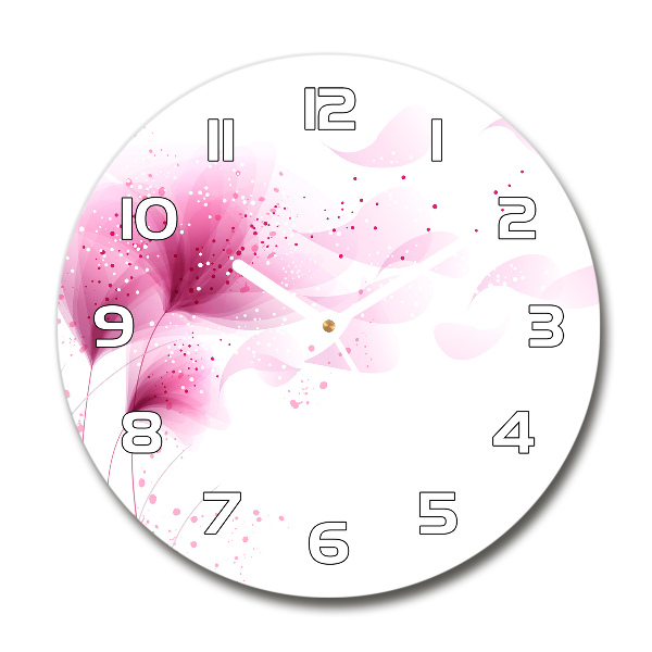 Wanduhr glas rund Rosa Blume